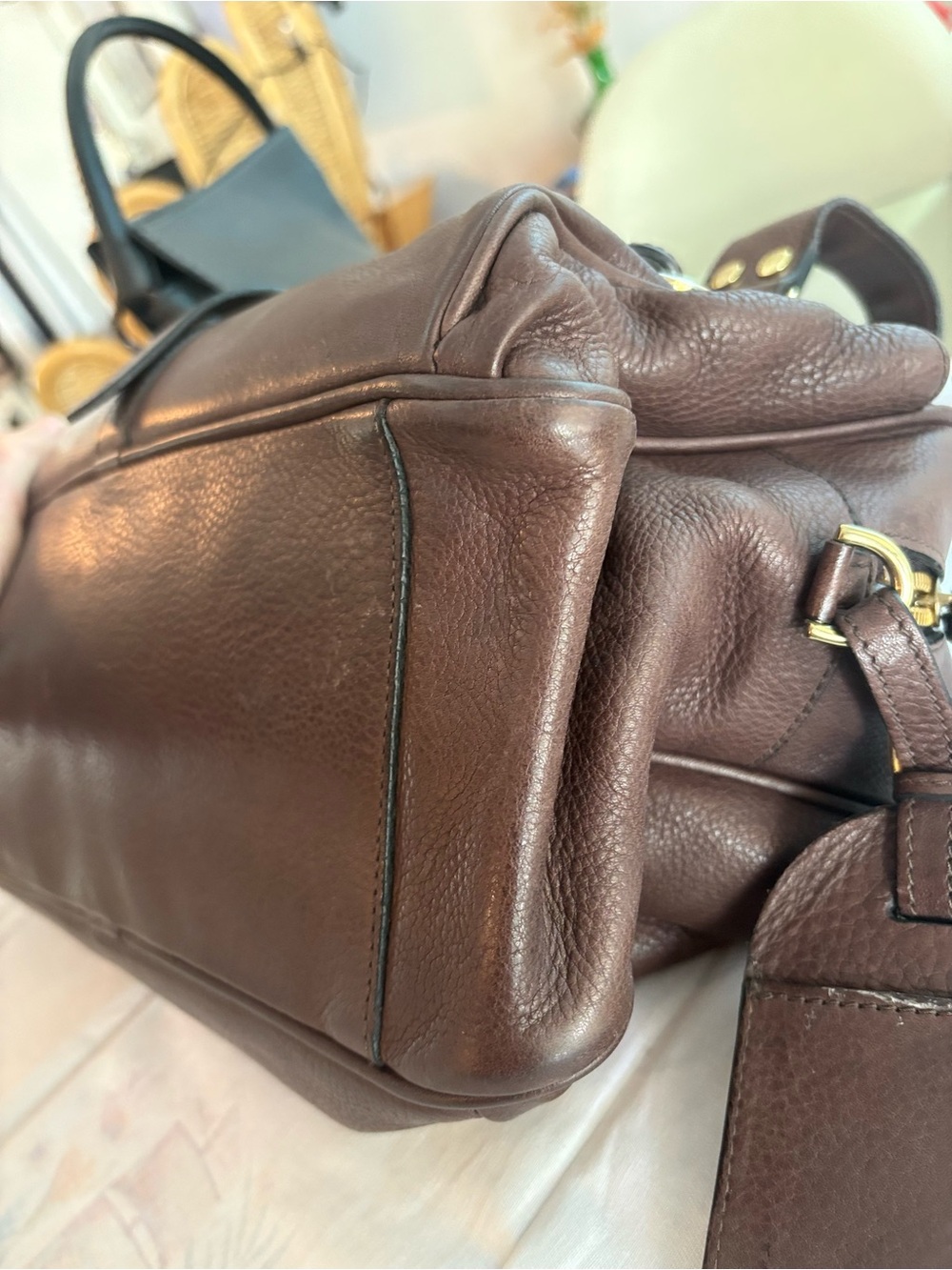 MULBERRY Designer Large Mabel Brown Pebbled Leather Shoulder Bag! Gold hardware! - Picture 4 of 16